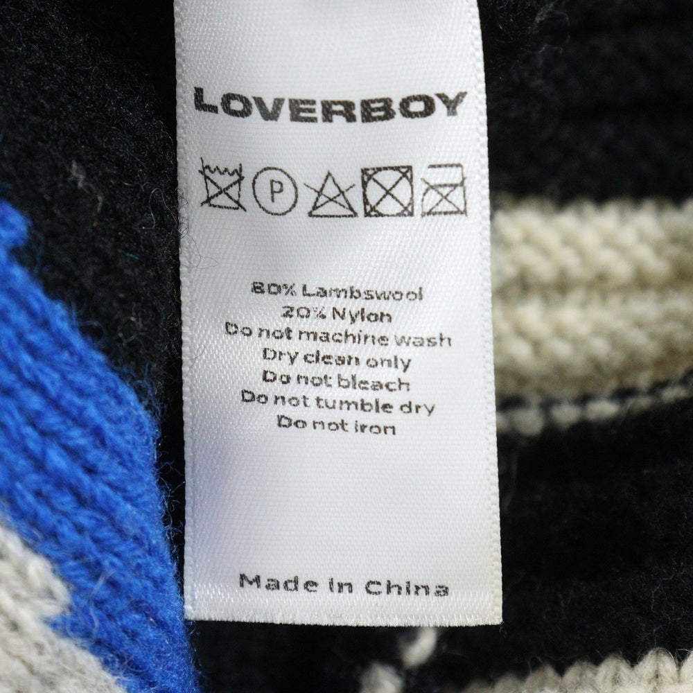 CHARLES JEFFREY LOVERBOY(チャールズジェフリーラバーボーイ) フリンジ アートグラフィック クルーネック 長袖ニットセーター マルチカラー