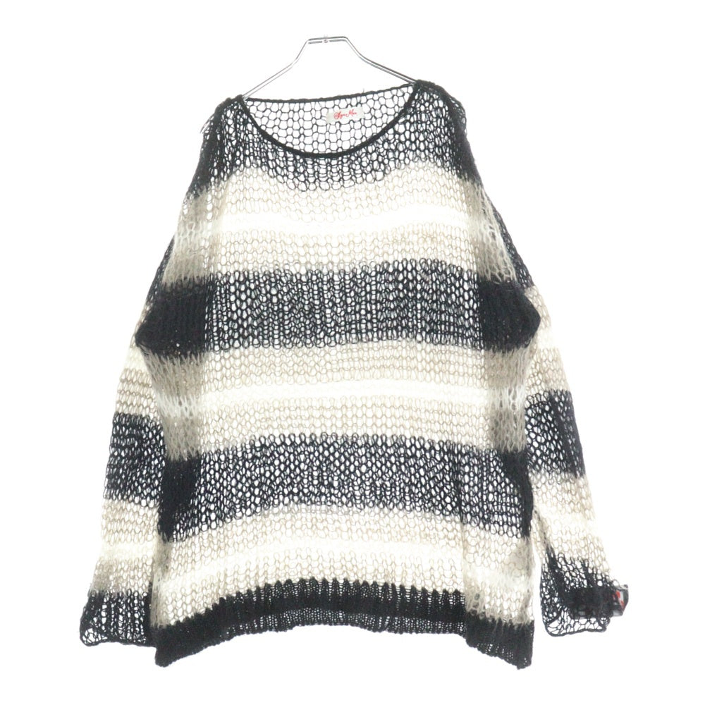 SyuMan(シューマン) 22AW ×iiii MOHAIR KNIT PULLOVER ボーダー柄 モヘアニットセーター ブラック/ホワイト YO22AW-14