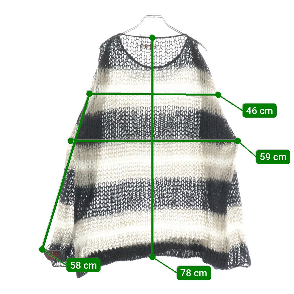SyuMan(シューマン) 22AW ×iiii MOHAIR KNIT PULLOVER ボーダー柄 モヘアニットセーター ブラック/ホワイト YO22AW-14