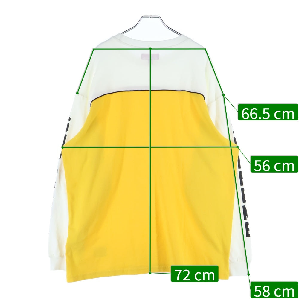 SUPREME(シュプリーム) 25SS Paneled PIPING パネル パイピング プリント 長袖シャツ イエロー/ホワイト