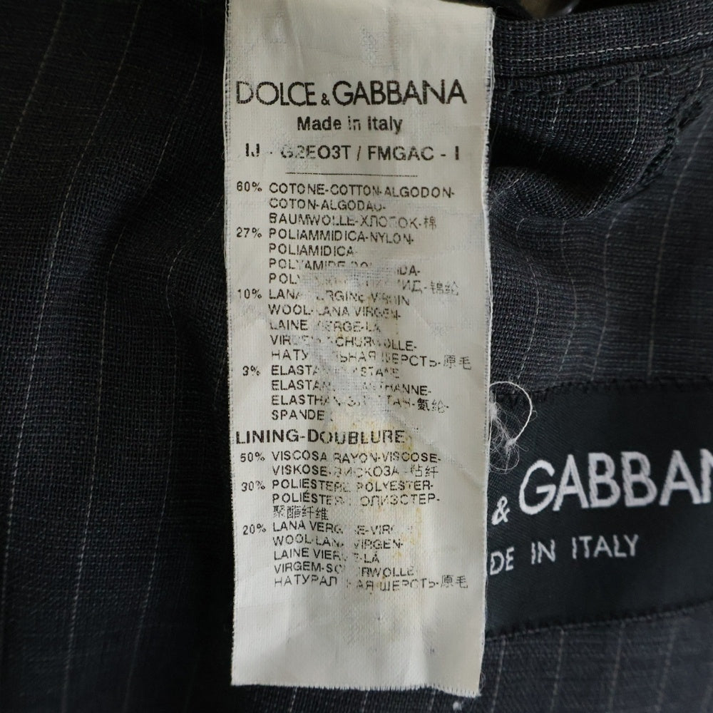 DOLCE & GABBANA(ドルチェアンドガッバーナ) 裏地アートデザイン 2ボタン コットン混 テーラードジャケット グレー G2EO3T
