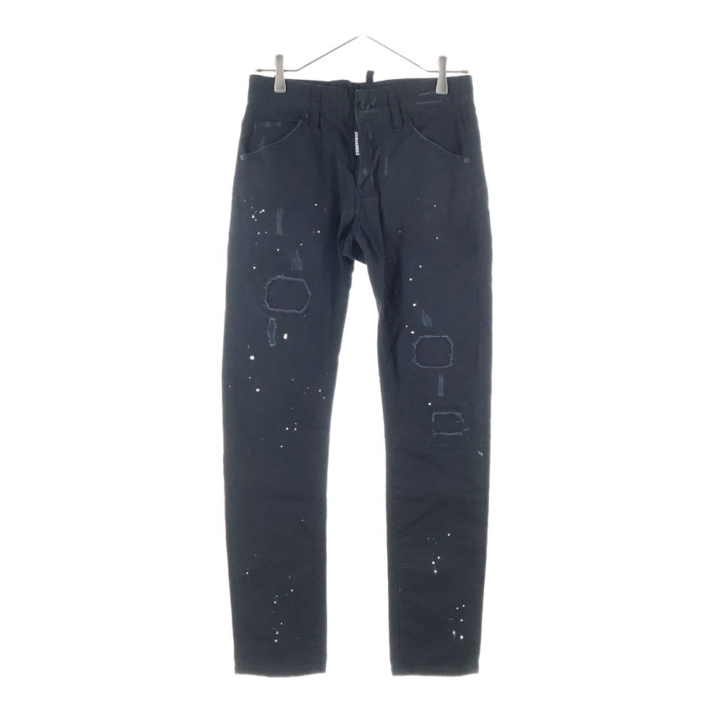 DSQUARED2(ディースクエアード) 17SS ダメージ加工 ボタンフライ スキニーデニムパンツ インディゴブラック S71LB0123