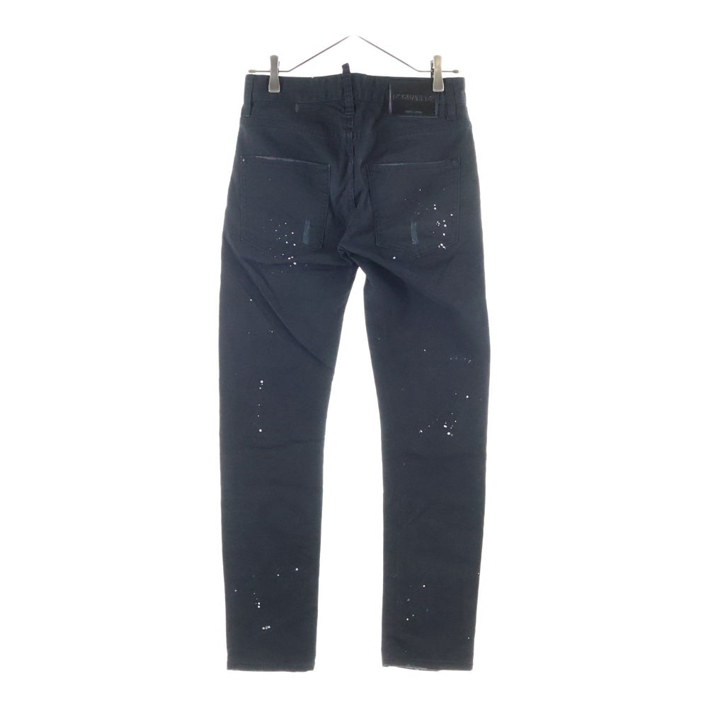 DSQUARED2(ディースクエアード) 17SS ダメージ加工 ボタンフライ スキニーデニムパンツ インディゴブラック S71LB0123