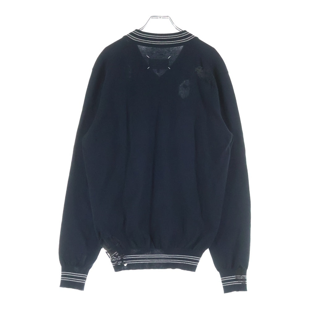 Maison Martin Margiela(メゾンマルタンマルジェラ) 16SS DISTRESSED V-NECK KNIT ダメージ加工 プルオーバーニット ブラック S50HA0627
