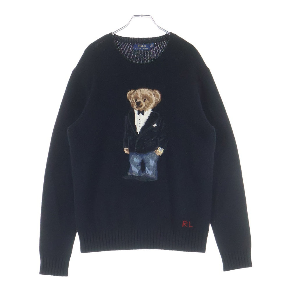 POLO RALPH LAUREN(ポロラルフローレン) Polo Bear ポロベア刺繍 プルオーバーニット ブラック 710680461001
