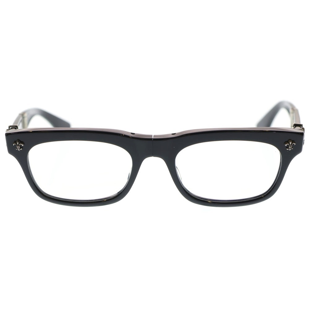 CHROME HEARTS(クロムハーツ) DROOLIN サイドフレアデザイン 折りたたみ スクエアフレームアイウェア コンパクトサングラス ブラック/シルバー