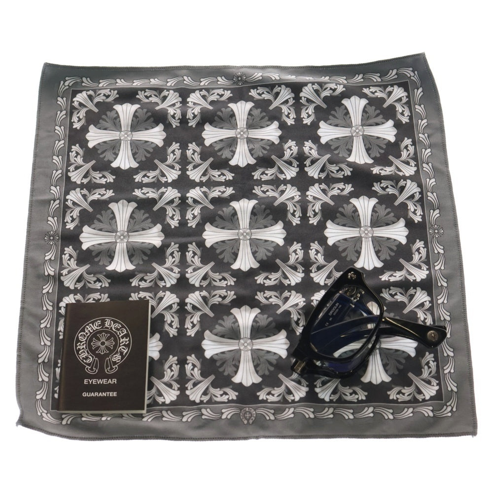 CHROME HEARTS(クロムハーツ) DROOLIN サイドフレアデザイン 折りたたみ スクエアフレームアイウェア コンパクトサングラス ブラック/シルバー