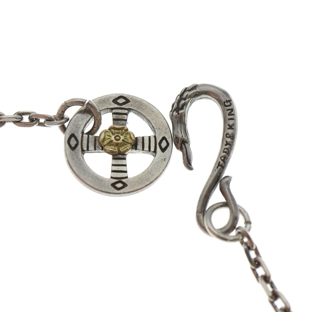 TADY & KING(タディアンドキング) イーグルフック&レギュラーホイールK18ローズ付きチェーン 細角 ネックレス シルバー