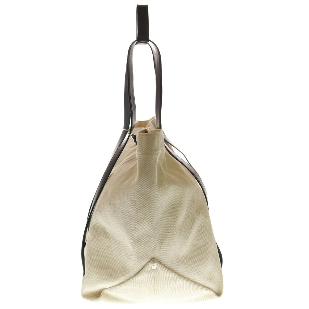 JIL SANDER+(ジルサンダープラス) SHOPPER BAG 2WAY レザーハンドル キャンバス ハンドバッグ アイボリー/ブラック JPPS852013