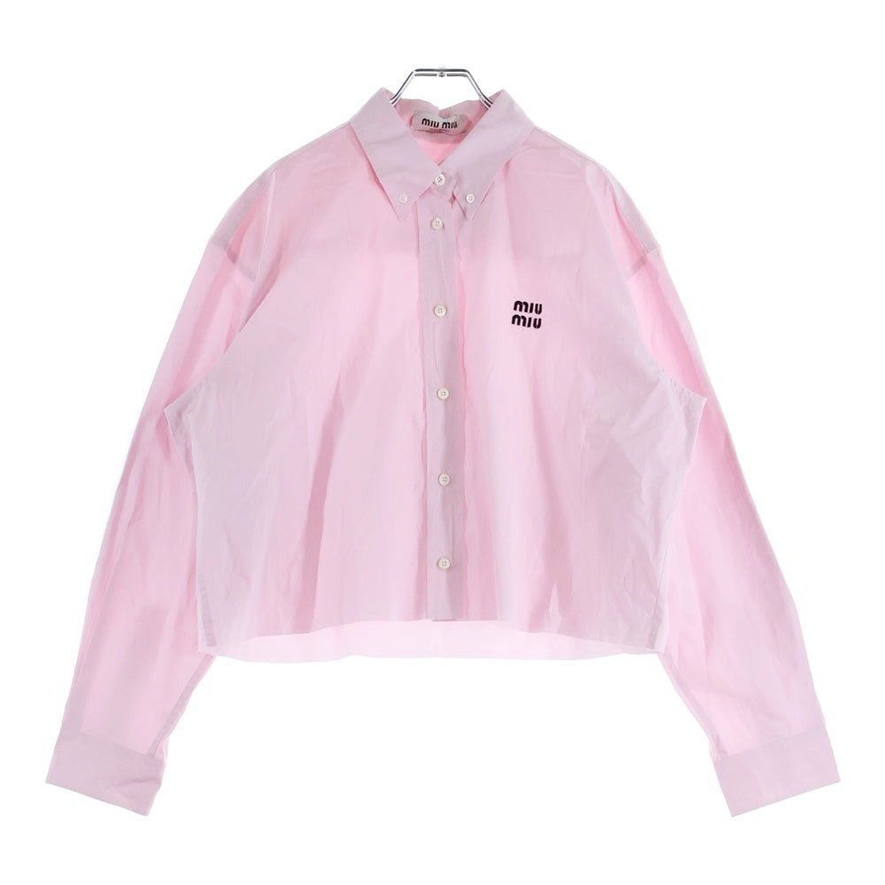 miumiu(ミュウミュウ) 25SS POPLIN SHIRT ロゴ刺繍 カットオフ加工