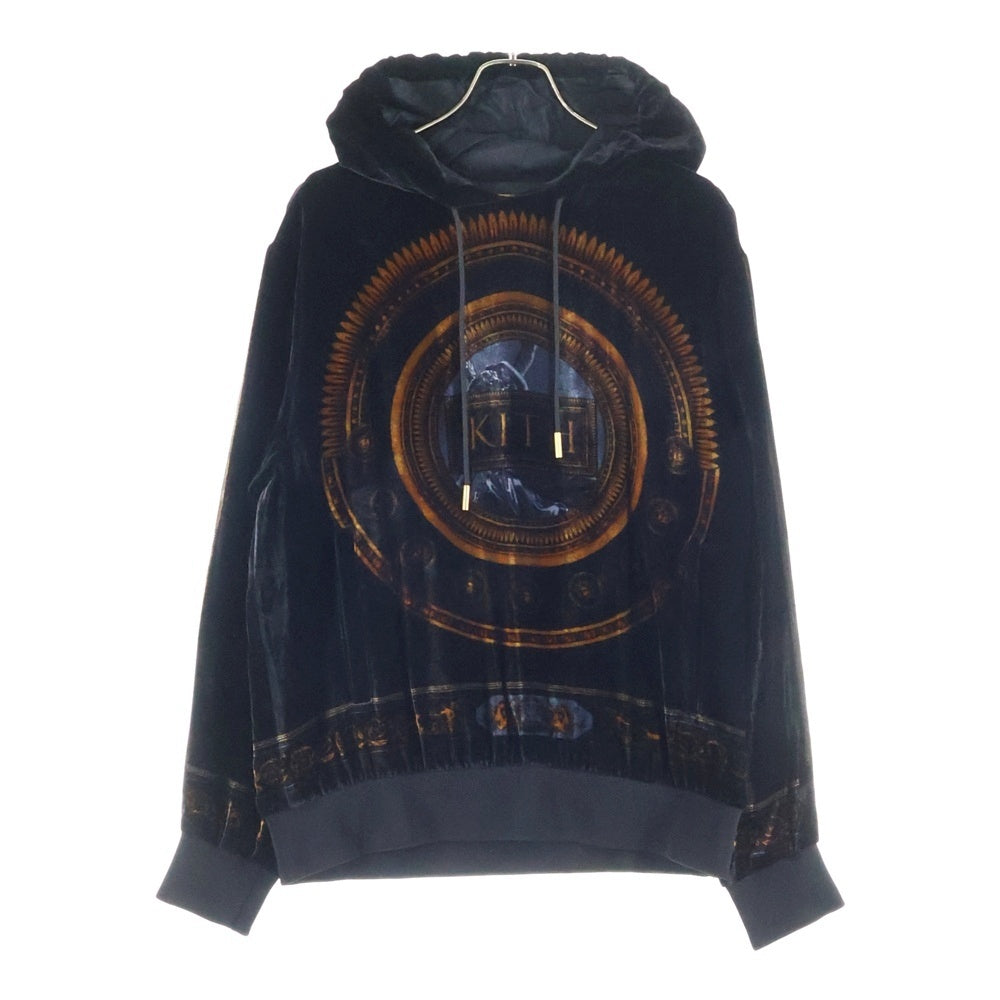GIANNI VERSACE(ジャンニ ヴェルサーチ) ×KITH フロントプリント ベロア地 フーディーパーカー ブラック