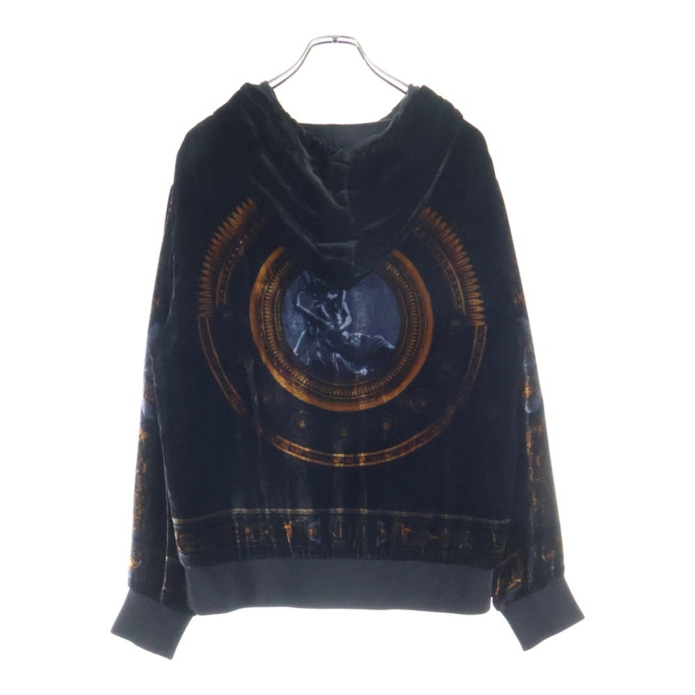 GIANNI VERSACE(ジャンニ ヴェルサーチ) ×KITH フロントプリント ベロア地 フーディーパーカー ブラック