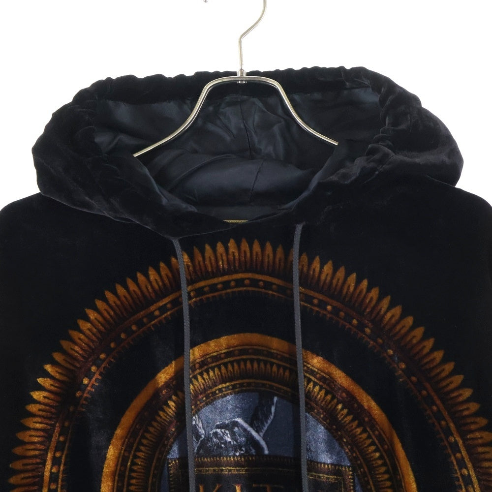 GIANNI VERSACE(ジャンニ ヴェルサーチ) ×KITH フロントプリント ベロア地 フーディーパーカー ブラック