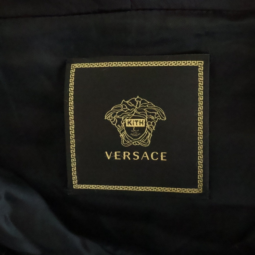 GIANNI VERSACE(ジャンニ ヴェルサーチ) ×KITH フロントプリント ベロア地 フーディーパーカー ブラック