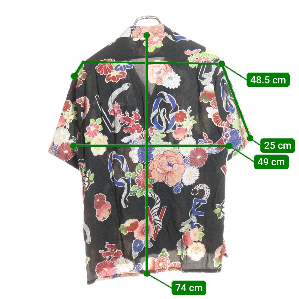 SAINT LAURENT PARIS(サンローランパリ) 16SS フロントボタン 総柄レーヨンシャツ ブラック