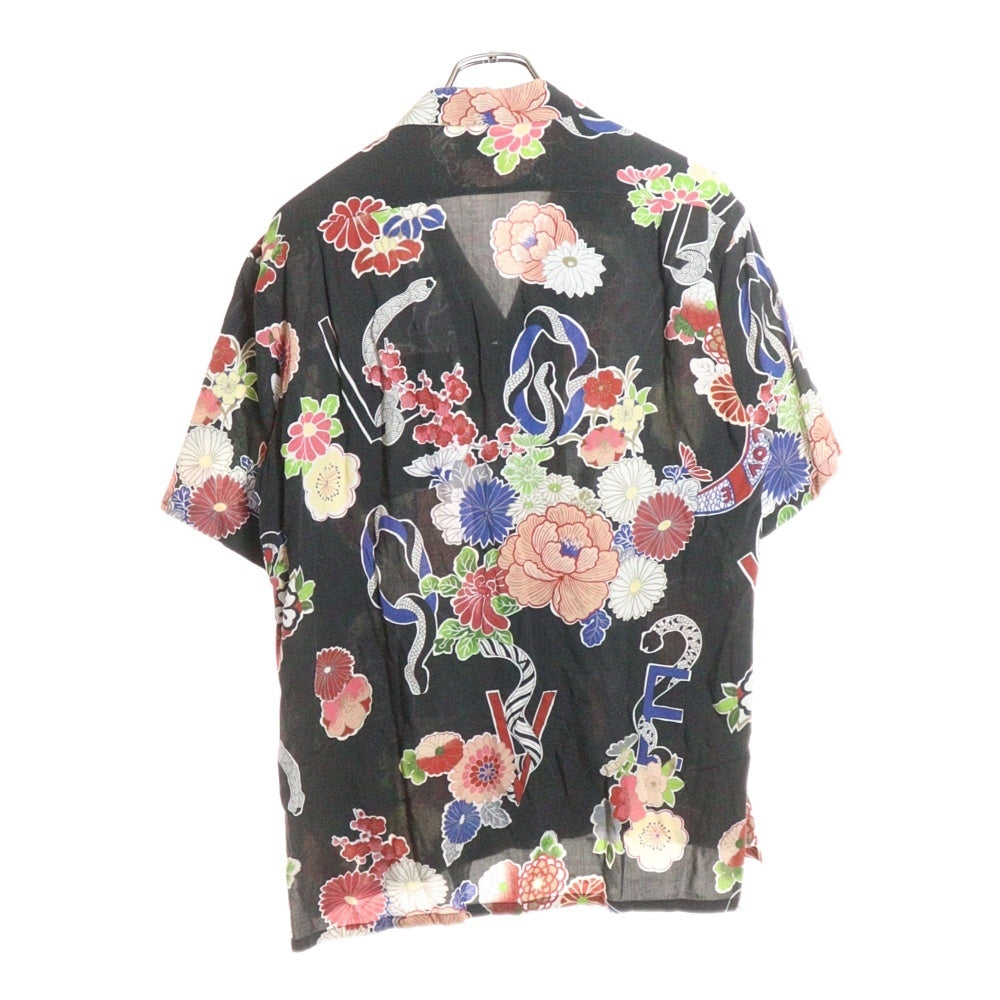 SAINT LAURENT PARIS(サンローランパリ) 16SS フロントボタン 総柄レーヨンシャツ ブラック