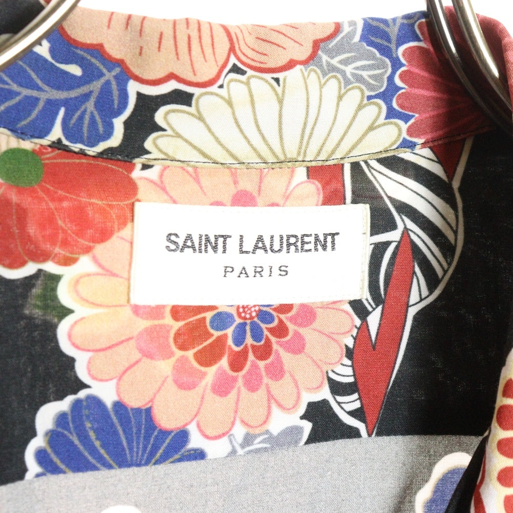 SAINT LAURENT PARIS(サンローランパリ) 16SS フロントボタン 総柄レーヨンシャツ ブラック