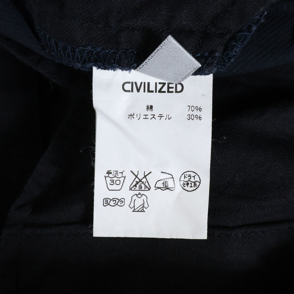 NO BRAND(ノーブランド) CIVILIZED シビライズド サイドポケット付 ボタンフライ ハーフパンツ ネイビー