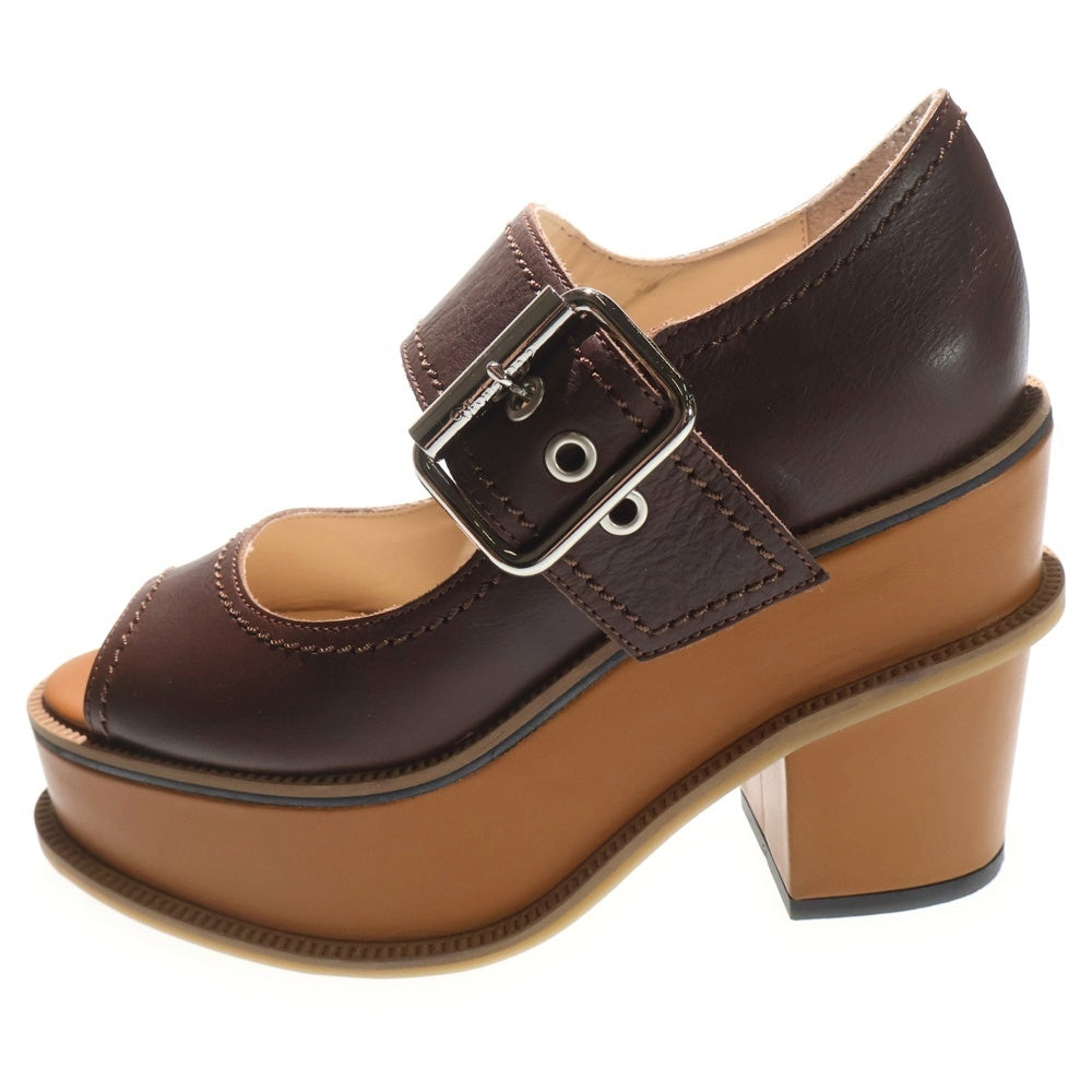 Vivienne Westwood(ヴィヴィアンウエストウッド) レザーベルト ダブルウェッジ ヒールサンダル ブラウン/ベージュ 15-12-941001 レディース