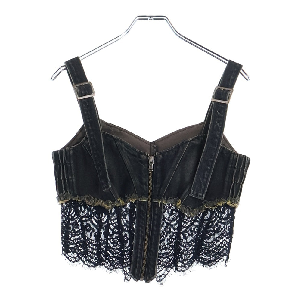 NO BRAND(ノーブランド) VIVAMUS DENIM LACE COMBI BUSTIER ヴィヴィアムス デニム レース キャミソール ブラック VM25SS-TS009 レディース