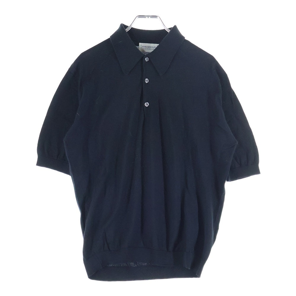 JOHN SMEDLEY(ジョンスメドレー) イングランド製 ハーフボタン コットン 半袖ポロシャツ ブラック