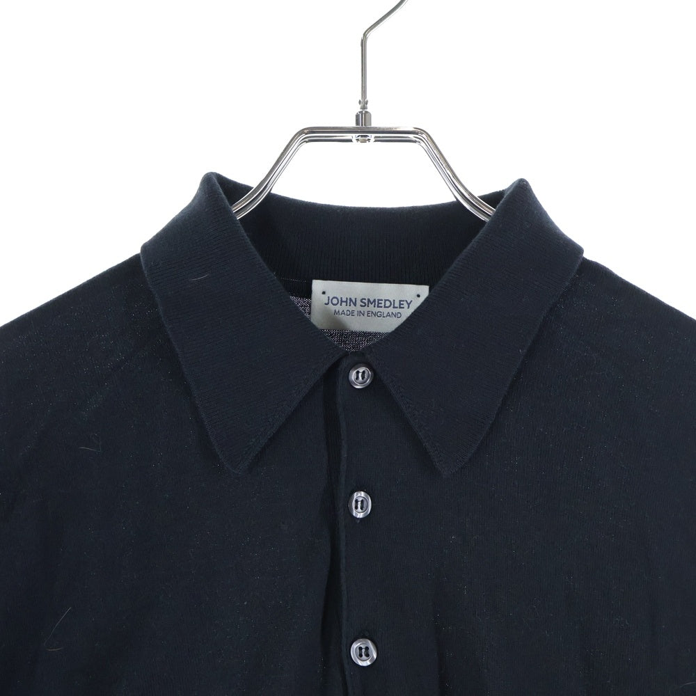 JOHN SMEDLEY(ジョンスメドレー) イングランド製 ハーフボタン コットン 半袖ポロシャツ ブラック
