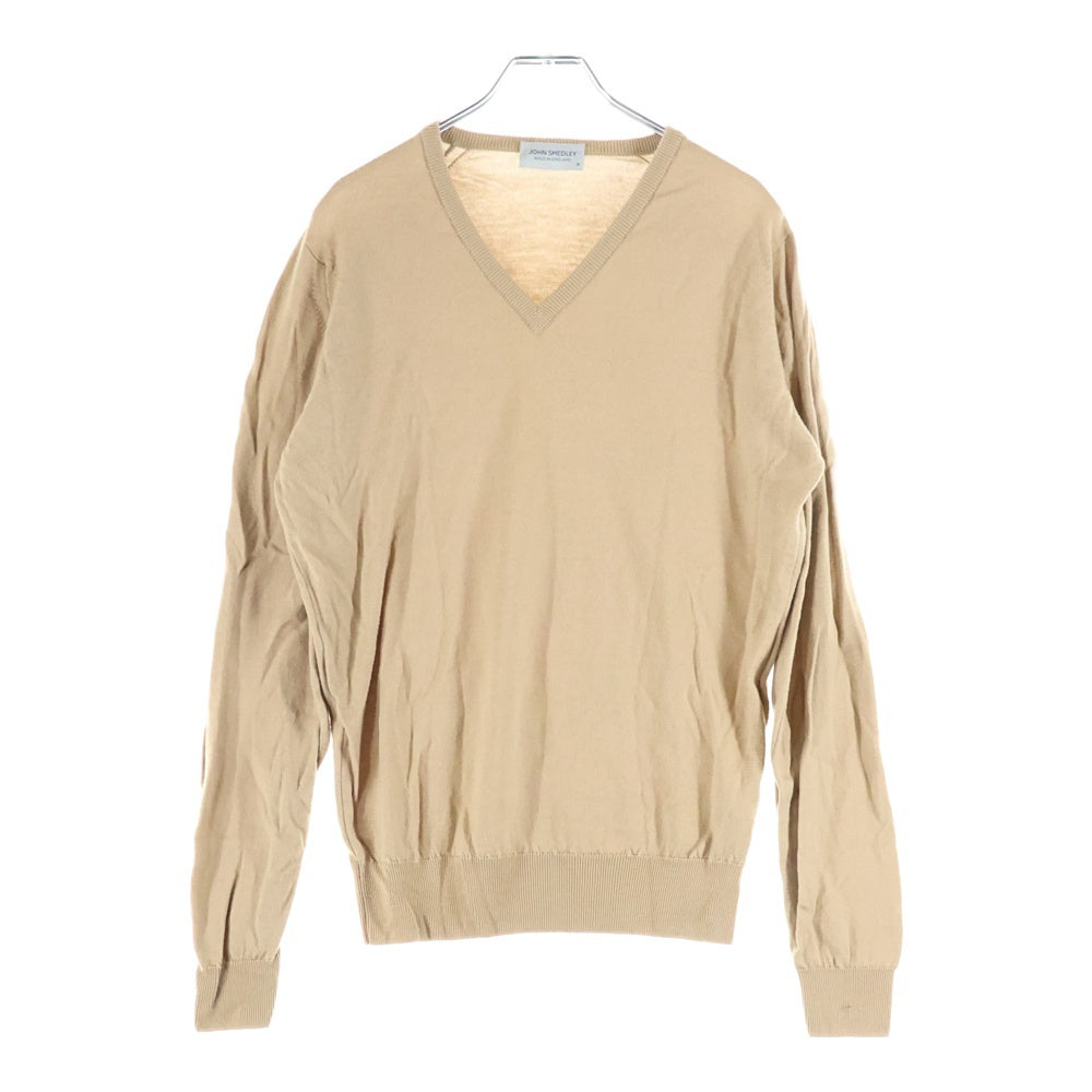 JOHN SMEDLEY(ジョンスメドレー) イングランド製 Vネック ウール 長袖ニット セーター ベージュ