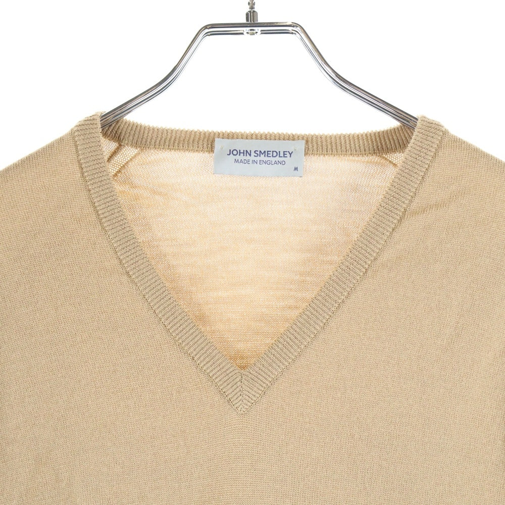 JOHN SMEDLEY(ジョンスメドレー) イングランド製 Vネック ウール 長袖ニット セーター ベージュ