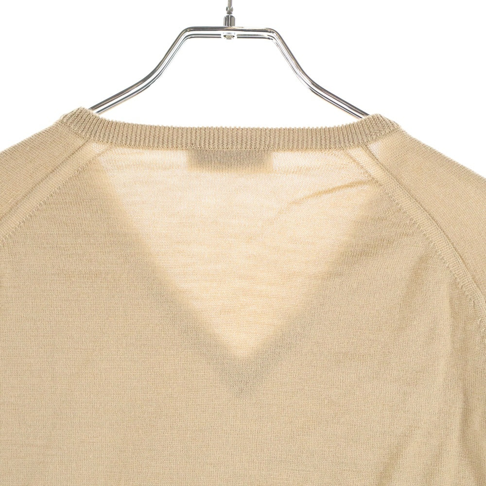 JOHN SMEDLEY(ジョンスメドレー) イングランド製 Vネック ウール 長袖ニット セーター ベージュ