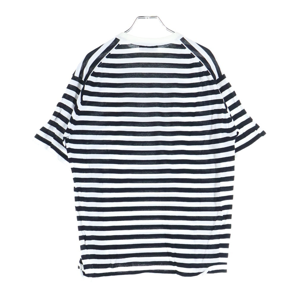 JOHN SMEDLEY(ジョンスメドレー) イングランド製 ボーダー柄 クルーネック コットン 半袖Tシャツ カットソー ホワイト/ブラック