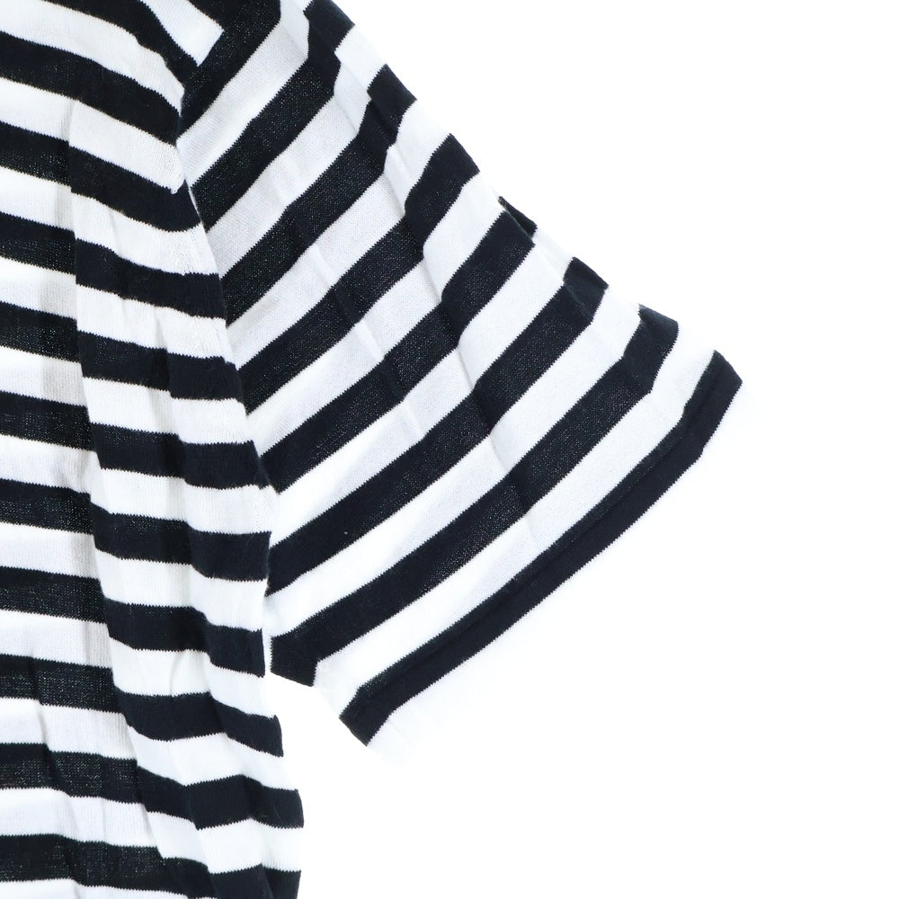 JOHN SMEDLEY(ジョンスメドレー) イングランド製 ボーダー柄 クルーネック コットン 半袖Tシャツ カットソー ホワイト/ブラック
