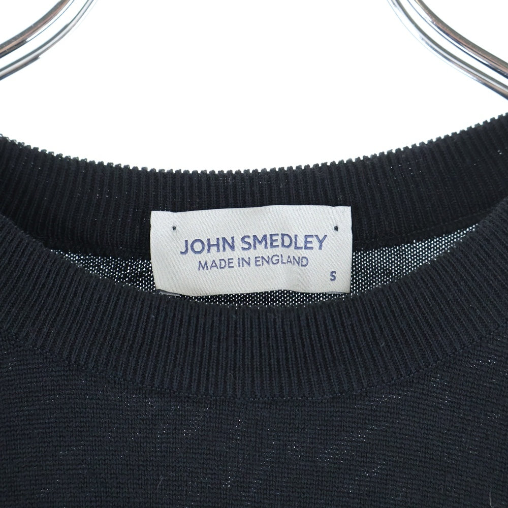 JOHN SMEDLEY(ジョンスメドレー) イングランド製 クルーネック ウール 長袖ニットセーター ブラック