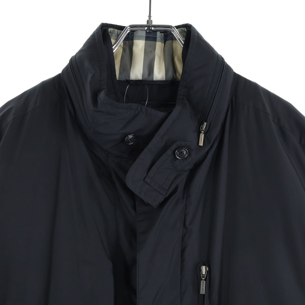 BURBERRY LONDON(バーバリーロンドン) ノバチェック柄ライナー付き ジップアップ ロングコート ブラック BBN24-718-09