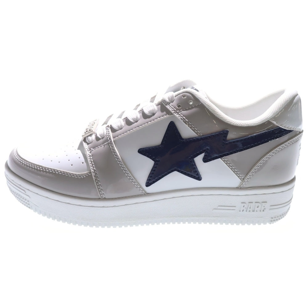 A BATHING APE(アベイシングエイプ) BAPE STA LOW ベイプスター エナメル ローカットスニーカー グレー/ネイビー US8.5/26.5cm 1H30191002