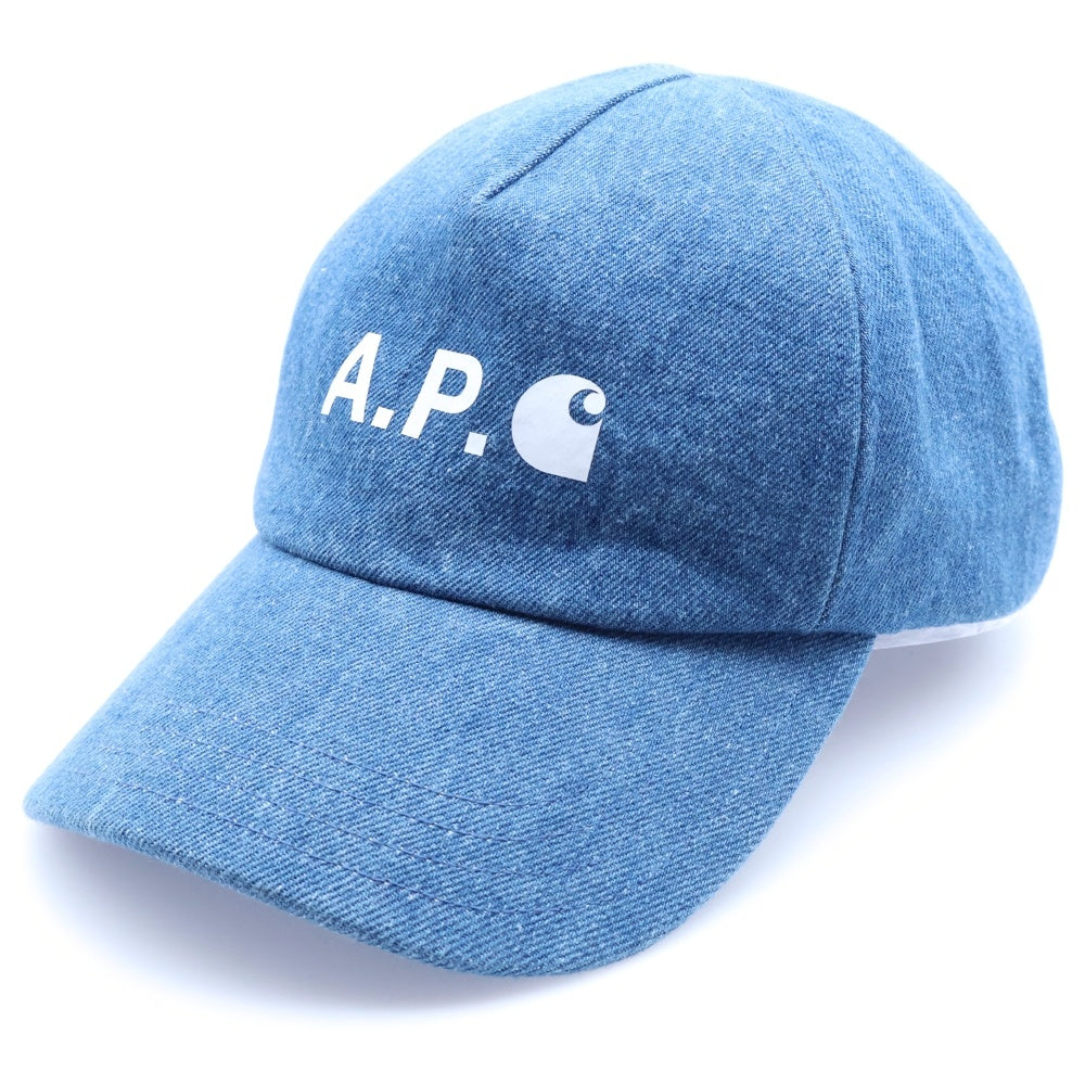 A.P.C(アーペーセー) ×Carhartt WIP CAP カーハート ロゴプリント デニムキャップ 帽子 インディゴ