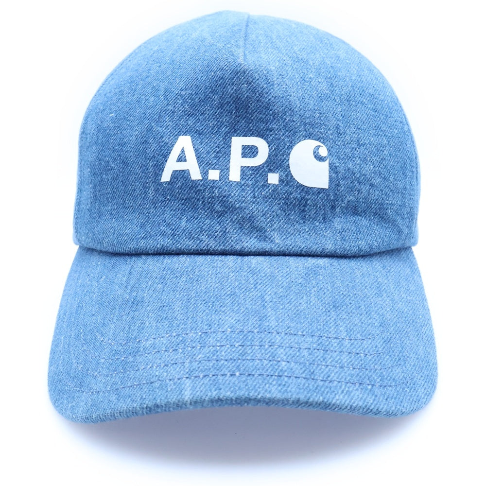 A.P.C(アーペーセー) ×Carhartt WIP CAP カーハート ロゴプリント デニムキャップ 帽子 インディゴ