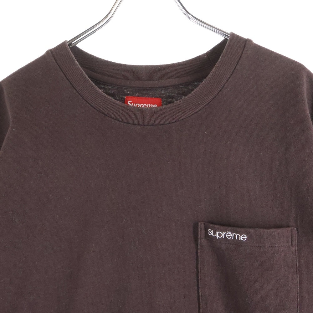 SUPREME(シュプリーム) 22SS S/S Pocket Tee ポケット刺繍 クルーネック 半袖Tシャツ カットソー ブラウン