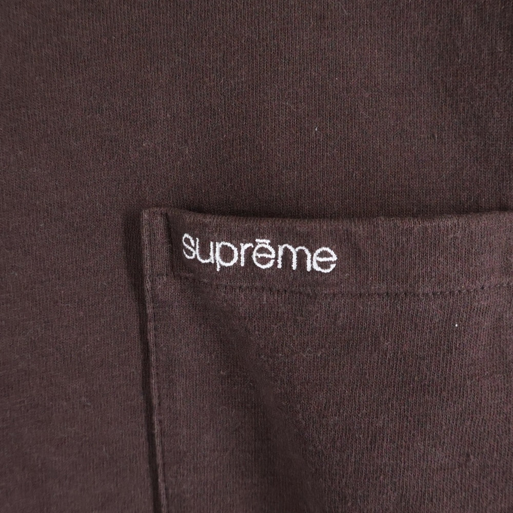 SUPREME(シュプリーム) 22SS S/S Pocket Tee ポケット刺繍 クルーネック 半袖Tシャツ カットソー ブラウン
