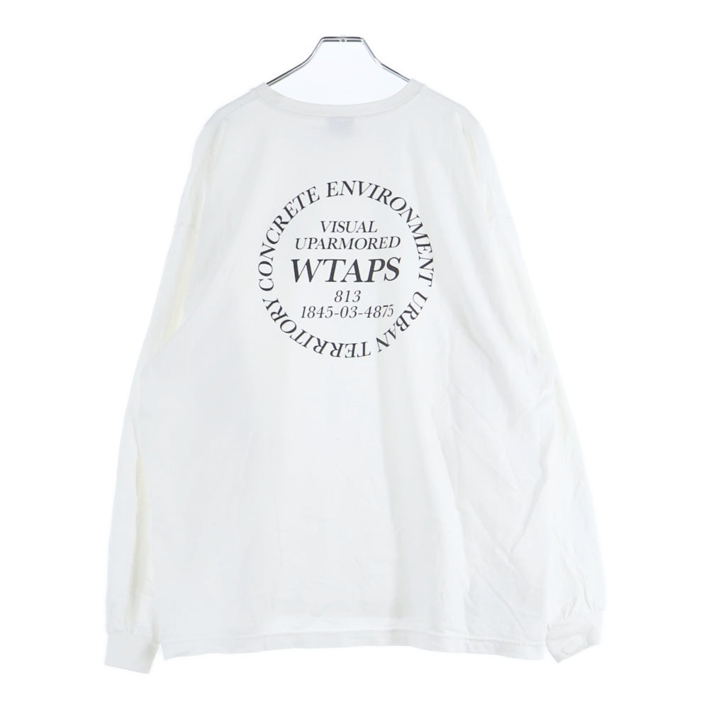 WTAPS(ダブルタップス) サークルロゴプリント クルーネック 長袖Tシャツ カットソー ホワイト
