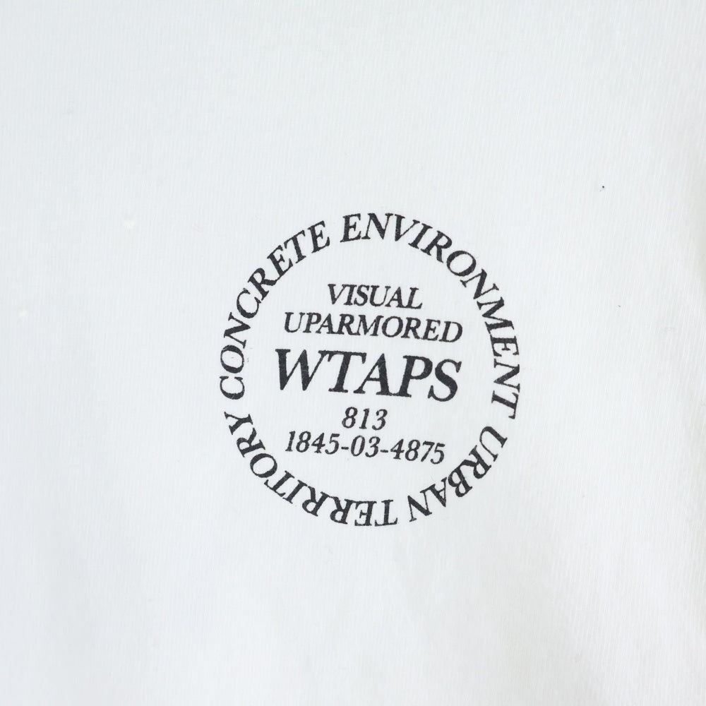 WTAPS(ダブルタップス) サークルロゴプリント クルーネック 長袖Tシャツ カットソー ホワイト