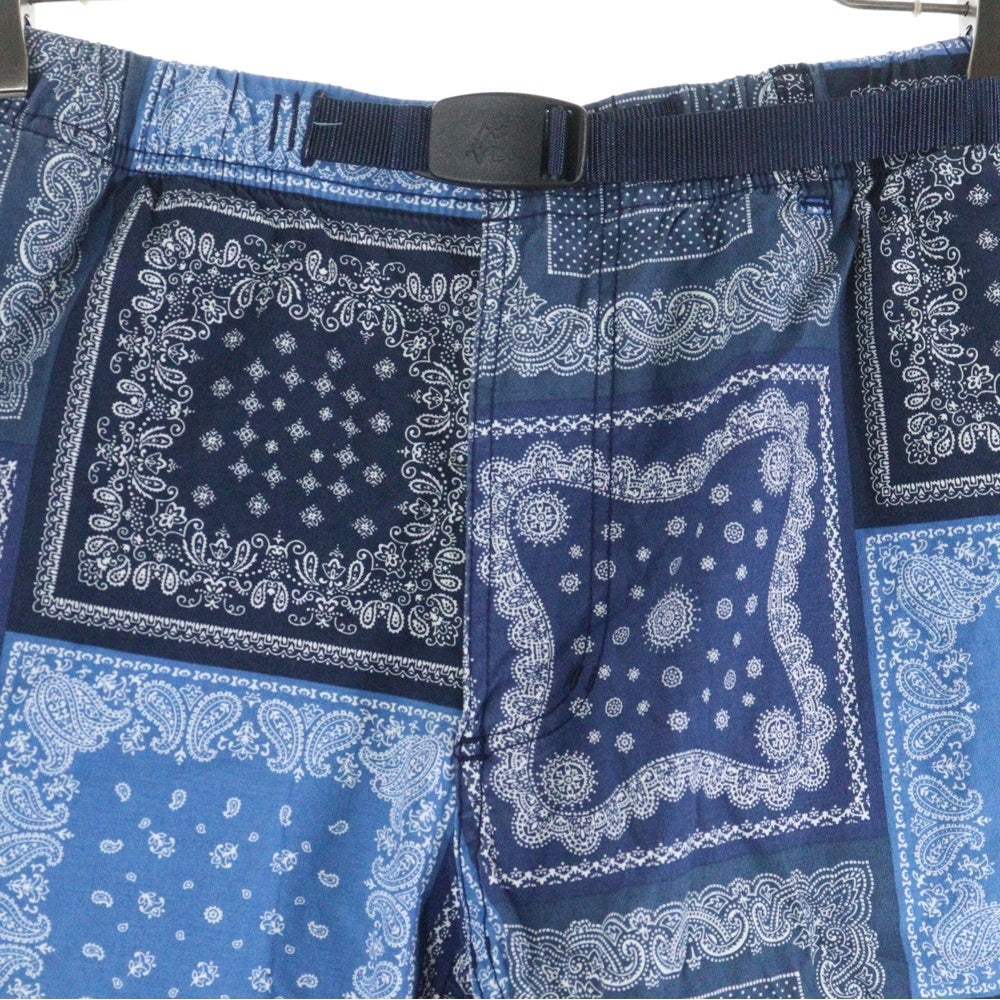 GRAMICCI(グラミチ) バンダナ柄 ジップフライ コットン ハーフパンツ ネイビー/ブルー GMP-21S020