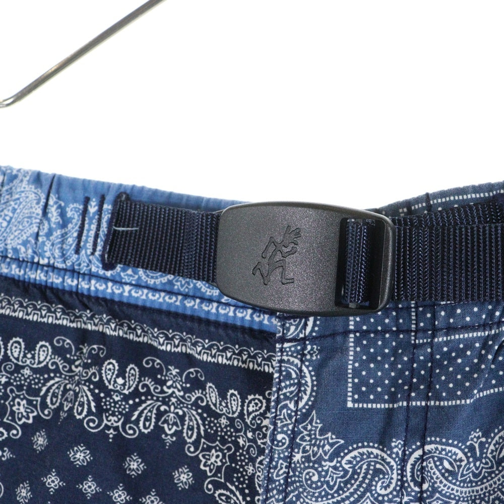 GRAMICCI(グラミチ) バンダナ柄 ジップフライ コットン ハーフパンツ ネイビー/ブルー GMP-21S020