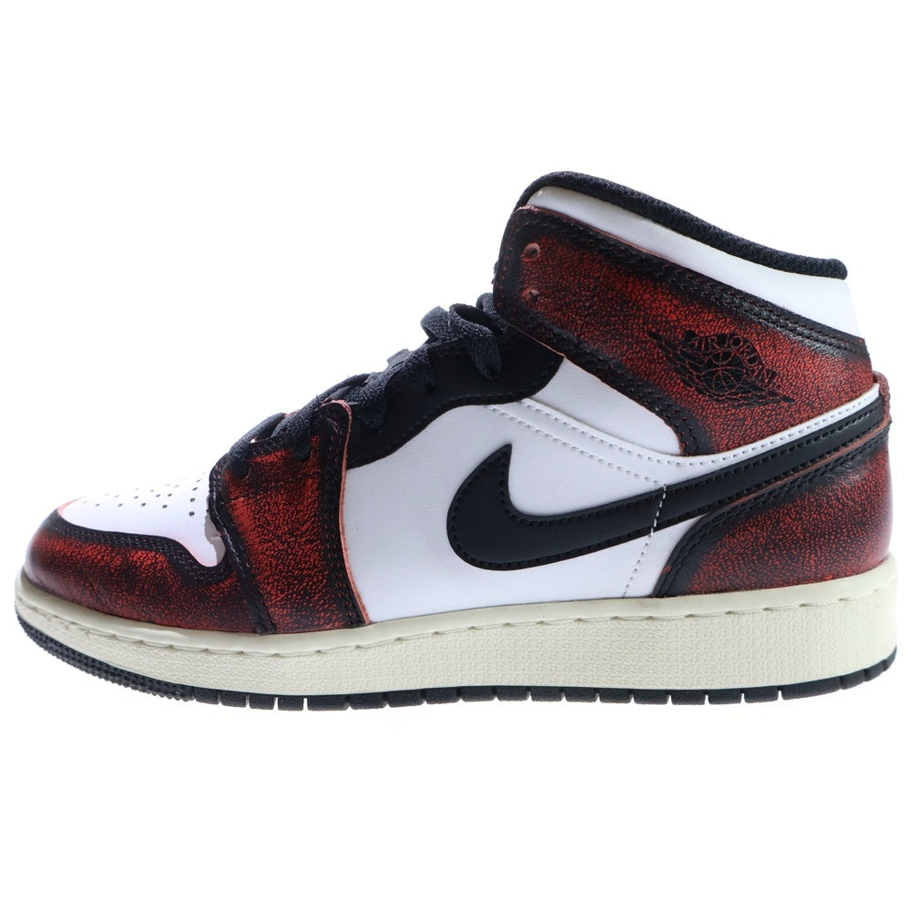 NIKE(ナイキ) GS Air Jordan 1 Mid Wear Away エアジョーダン1 ウェアアウェイ メンズ ミドルカットスニーカー シューズ FB0568-006 ホワイト/レッド US6Y/24.0cm