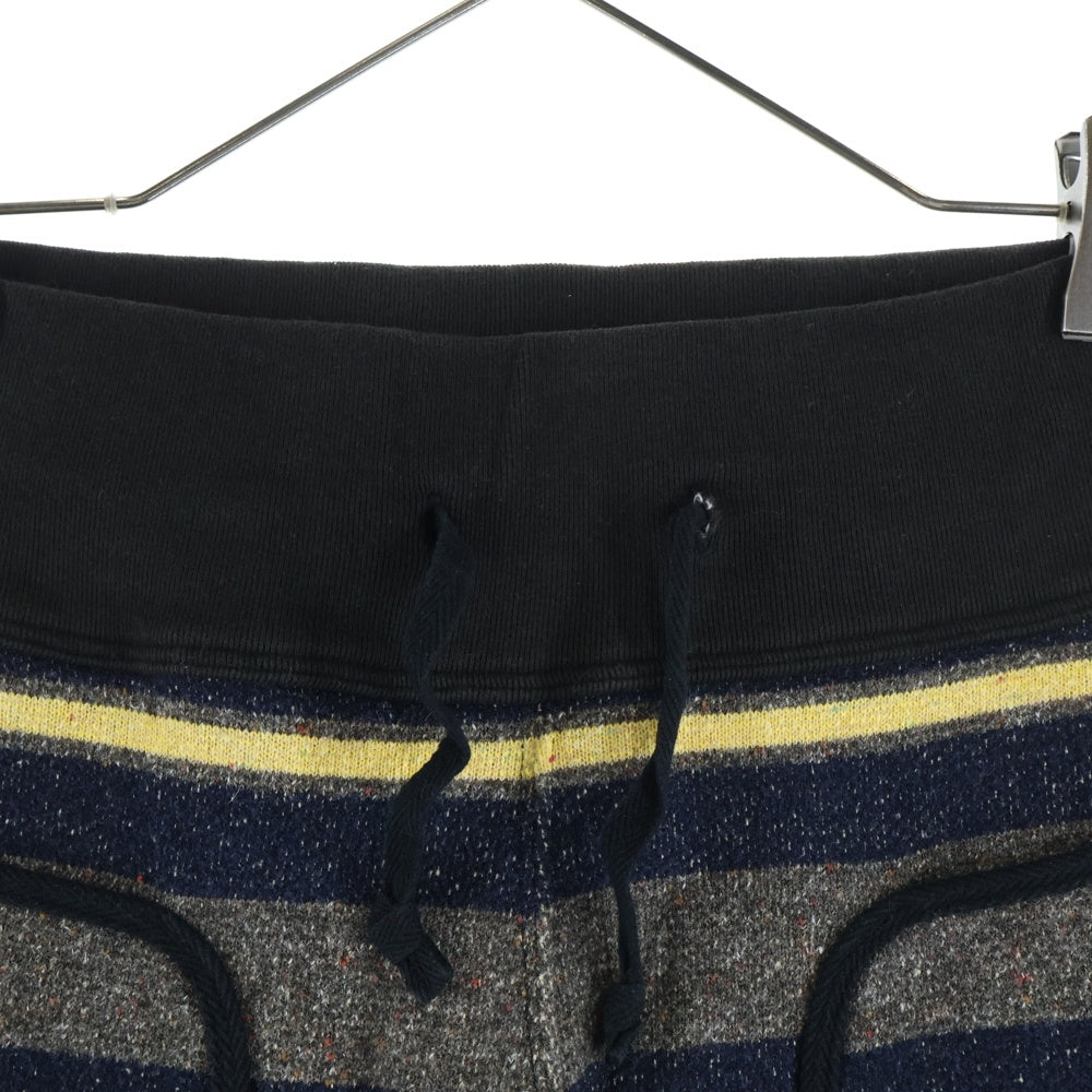 KAPITAL(キャピタル) ビーチ裏毛 ボーダー柄 スウェットパンツ ブラウン/ネイビー/イエロー