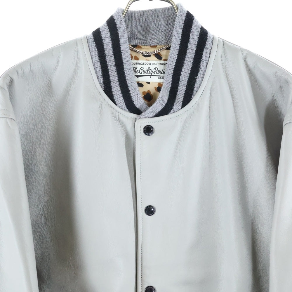 WACKO MARIA(ワコマリア) 24SS LEATHER VARSITY JACKET TYPE-1 レザーバーシティジャケット ブルゾン グレー