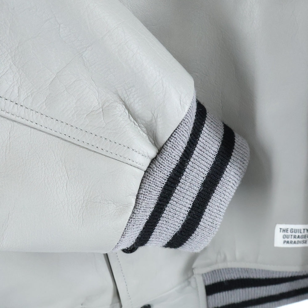 WACKO MARIA(ワコマリア) 24SS LEATHER VARSITY JACKET TYPE-1 レザーバーシティジャケット ブルゾン グレー