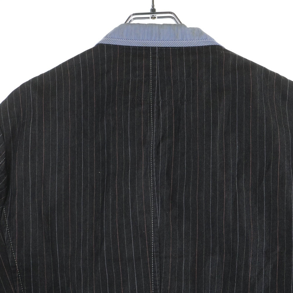 COMME des GARCONS HOMME(コムデギャルソンオム) リネン切替 ストライプテーラードジャケット ブラック HE-J124
