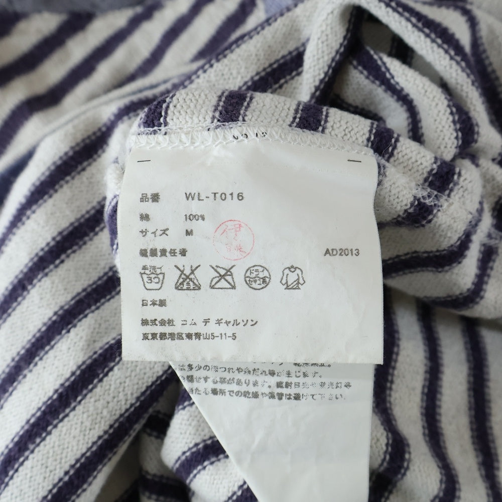 JUNYA WATANABE COMME des GARCONS(ジュンヤワタナベ コムデギャルソン) フロントポケット付 ボーダー コットン長袖Tシャツ ホワイト/パープル WL-T016