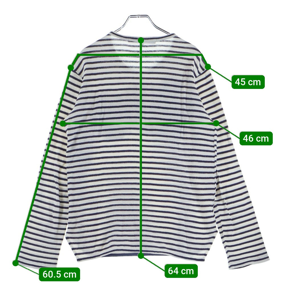 JUNYA WATANABE COMME des GARCONS(ジュンヤワタナベ コムデギャルソン) フロントポケット付 ボーダー コットン長袖Tシャツ ホワイト/パープル WL-T016