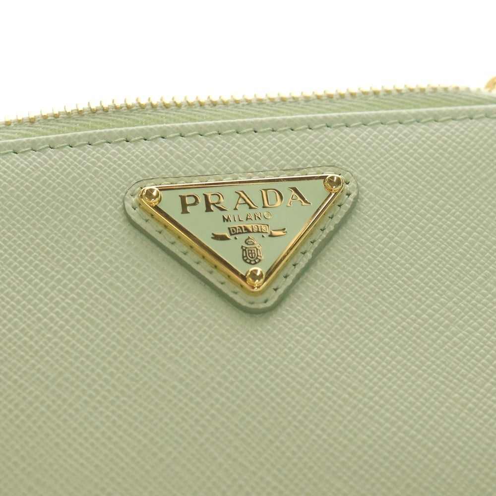 PRADA(プラダ) SAFFIANO サフィアーノ トライアングルロゴ リップスプリント レザー フラグメントケース カード 小物入れ ライトグリーン 1MC086 レディース